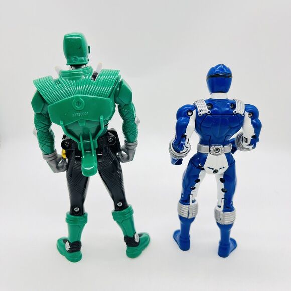 Bandai Power Rangers Action Figures 2011 Samurai Green & 2006 Overdrive Blue - Picture 6 of 14